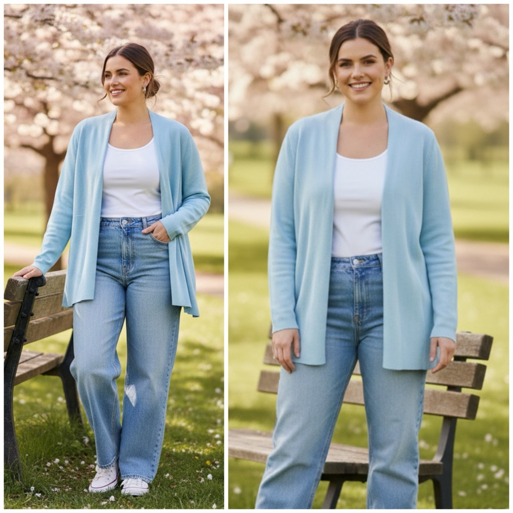 Eileen Fisher Womans Cardigan Light Blue Pastel Cardigan 2x Silk Cotton